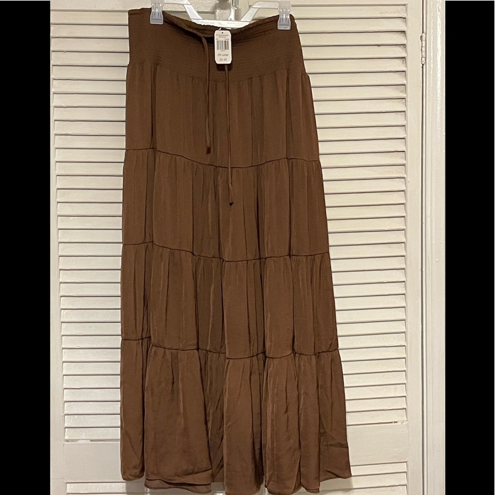 NWT Indigo Soul brown peasant skirt 2x